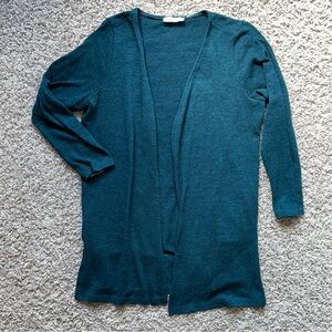 Lightweight Open Cardigan with Side Slits August Mist 1X Plus Size